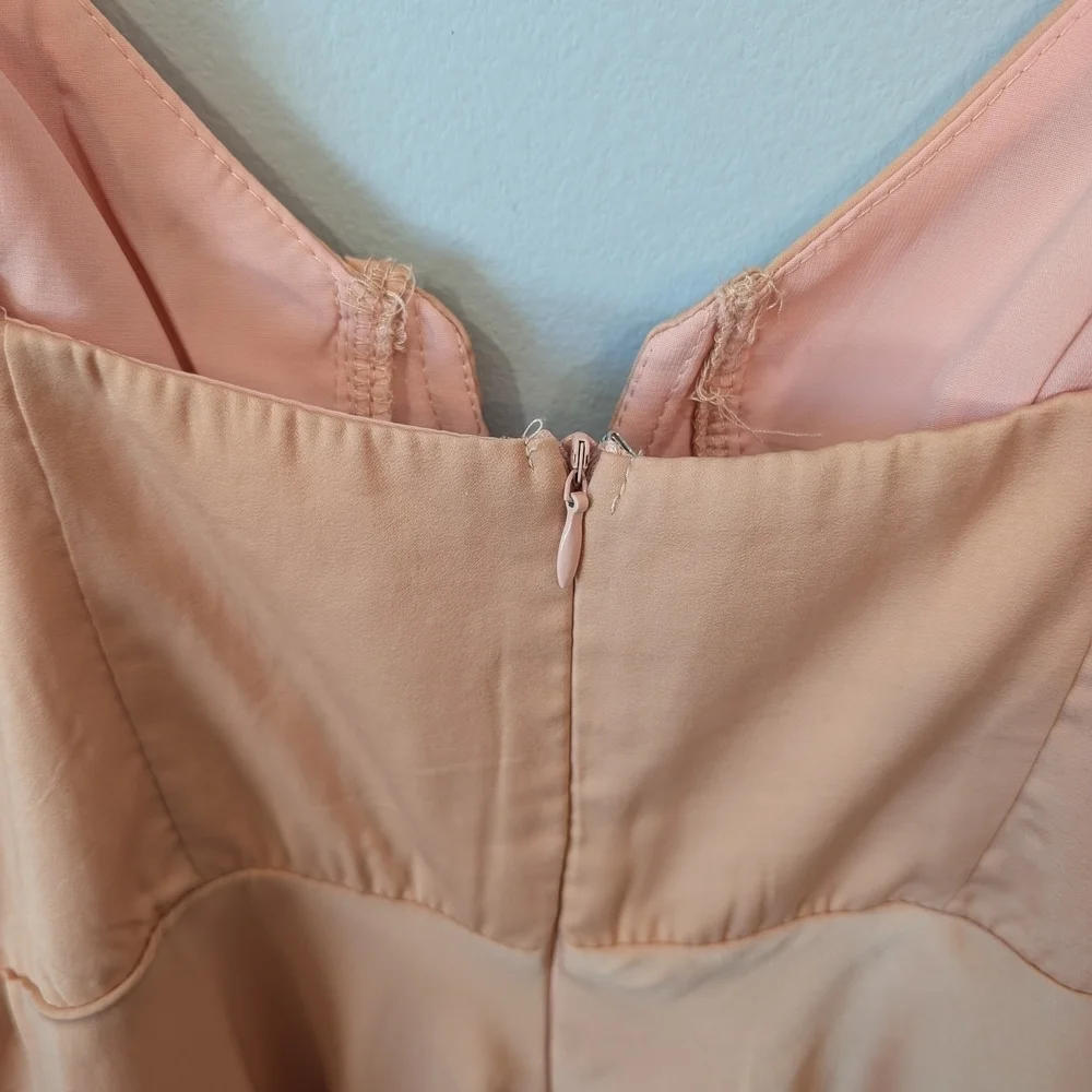 Here Comes The Sun Peach Sleeveless Spaghetti Strap Slip Dress Size Medium - Picture 7 of 11